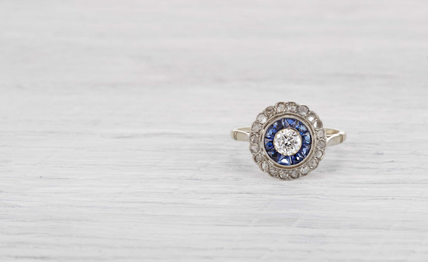 .40 Carat Art Deco Diamond and Sapphire Ring