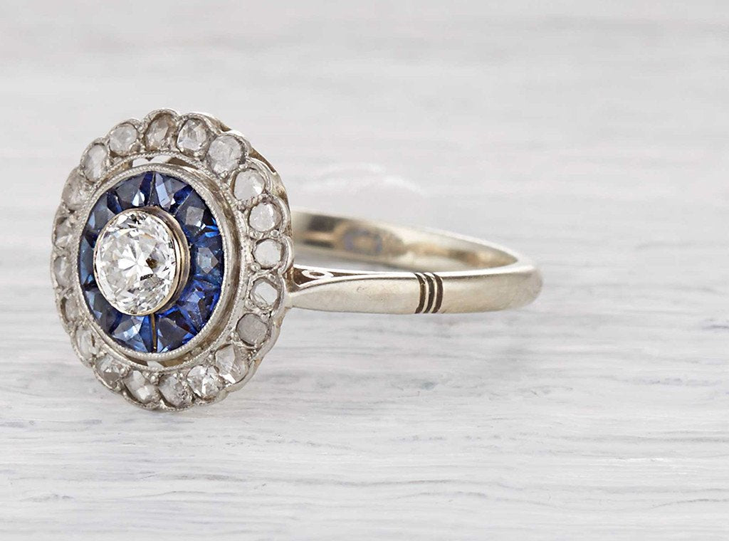 .40 Carat Art Deco Diamond and Sapphire Ring