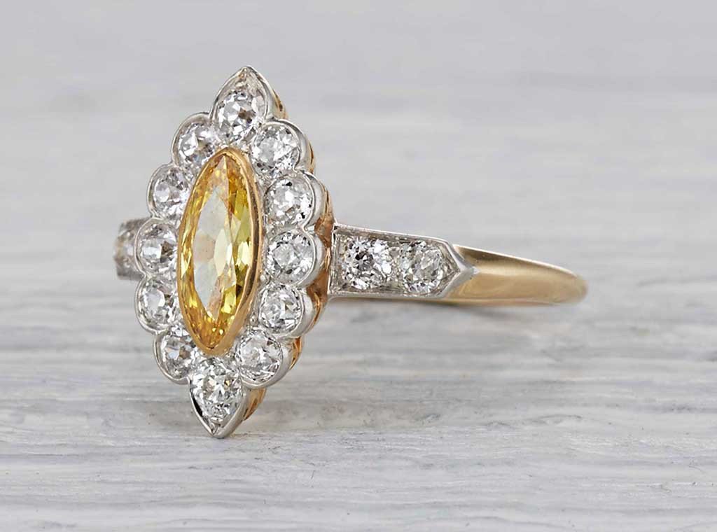 .42 Carat Edwardian Yellow Diamond Ring