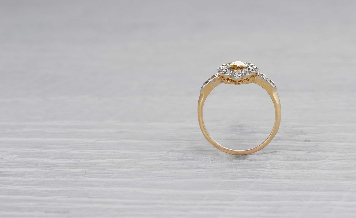 .42 Carat Edwardian Yellow Diamond Ring