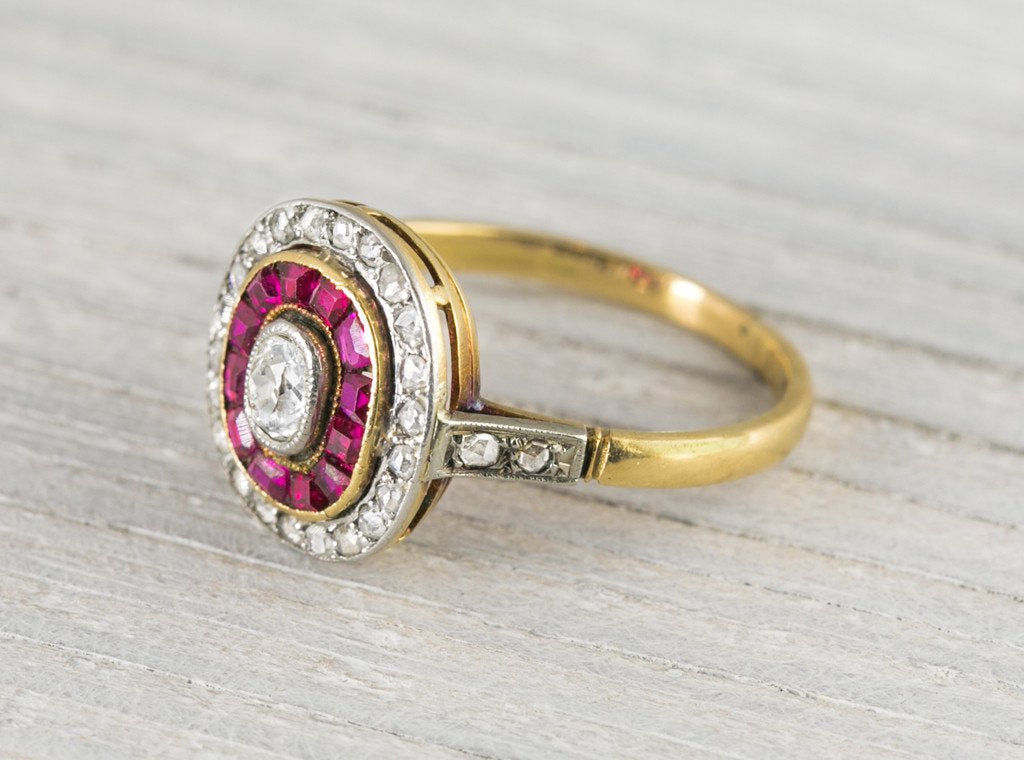 .25 Carat Vintage Ruby & Diamond Edwardian Engagement Ring