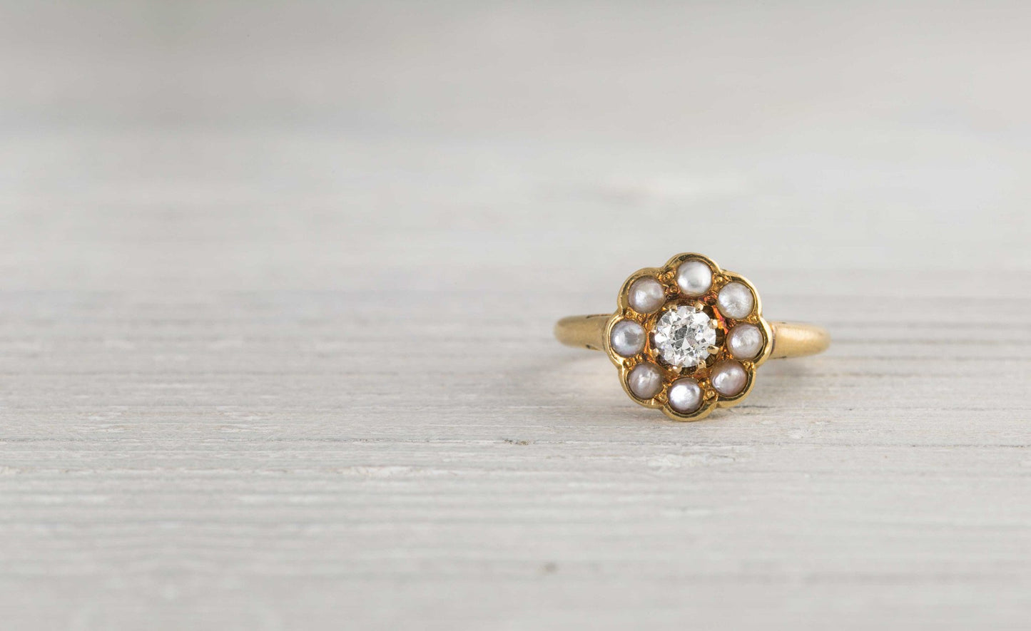 .20 Carat Antique Victorian Gold & Pearl Engagement Ring
