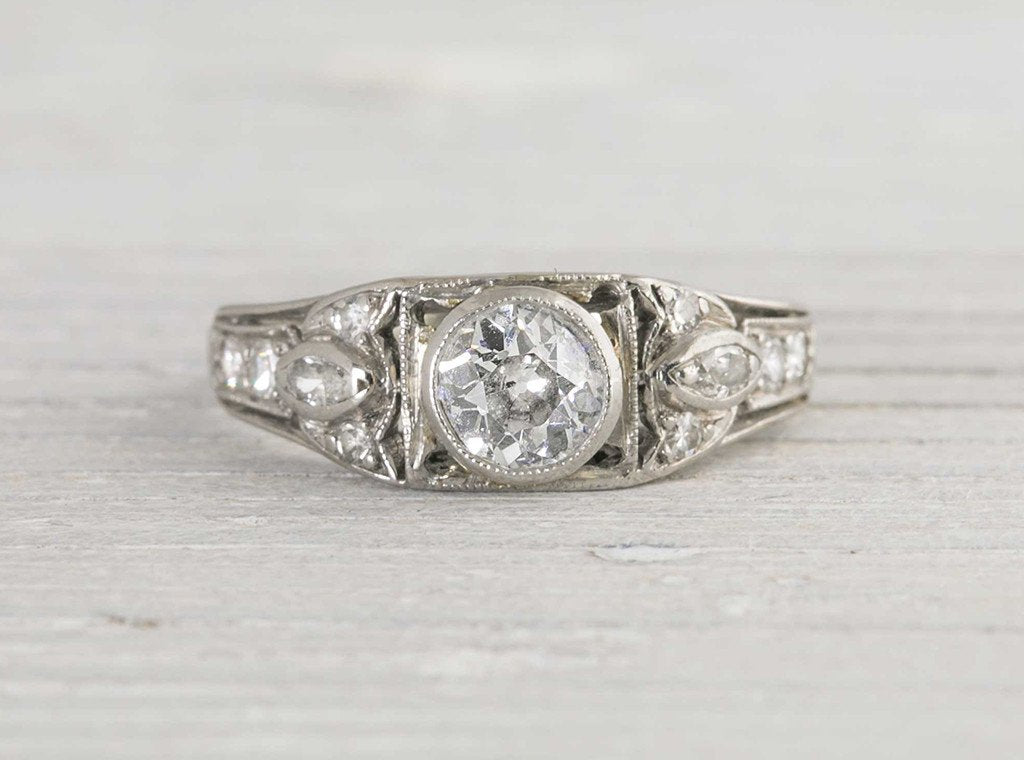 .45 Carat Art Deco Vintage Diamond Engagement Ring