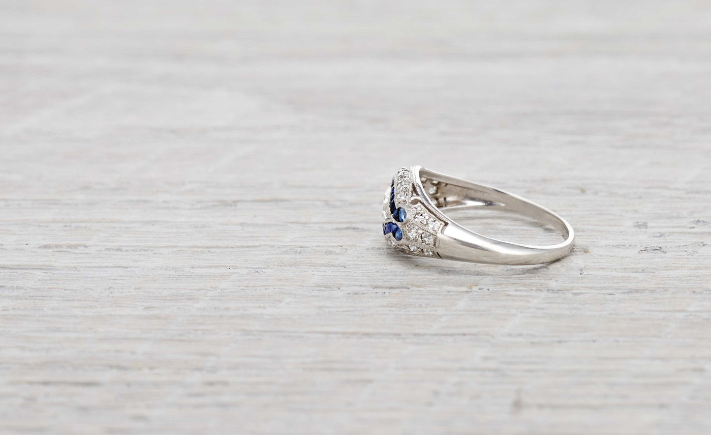 .40 Carat Art Deco Marquise Diamond and Sapphire Ring