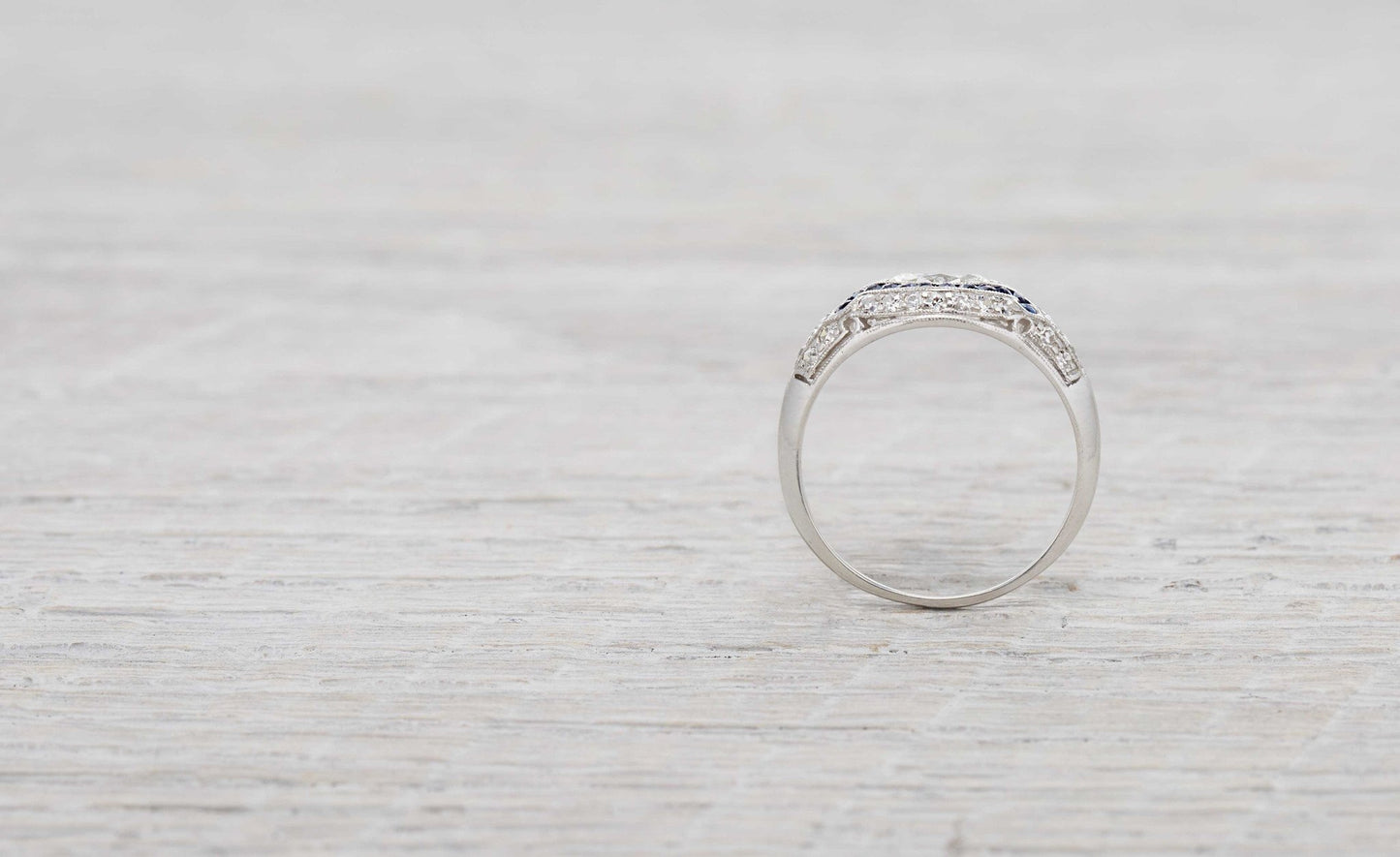 .40 Carat Art Deco Marquise Diamond and Sapphire Ring