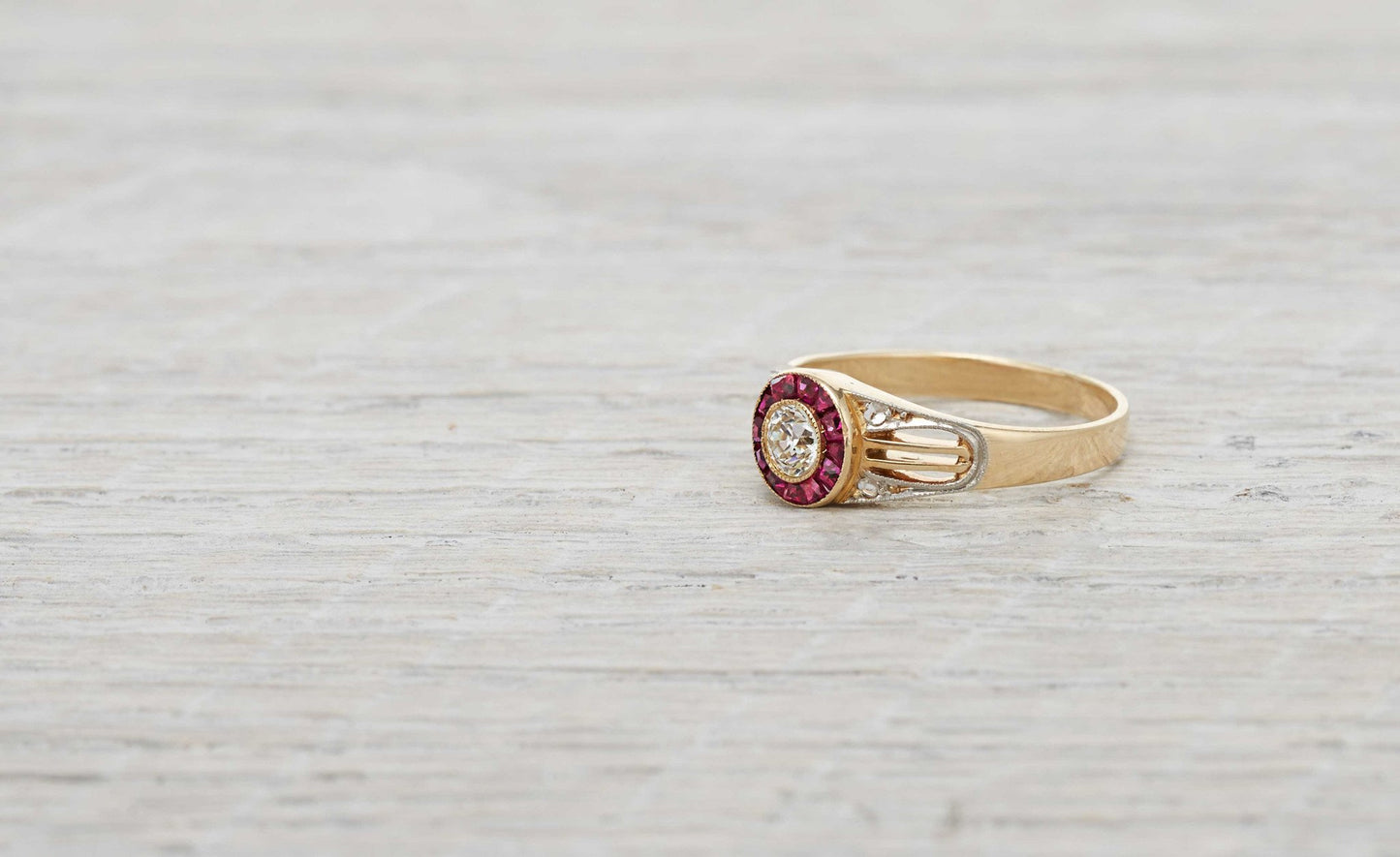 .30 Carat Edwardian Diamond & Ruby Engagement Ring