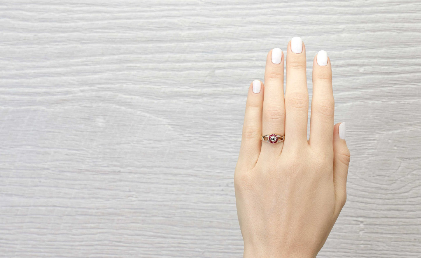 .30 Carat Edwardian Diamond & Ruby Engagement Ring