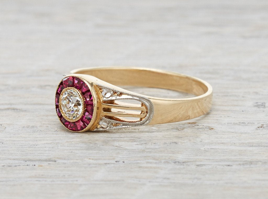 .30 Carat Edwardian Diamond & Ruby Engagement Ring
