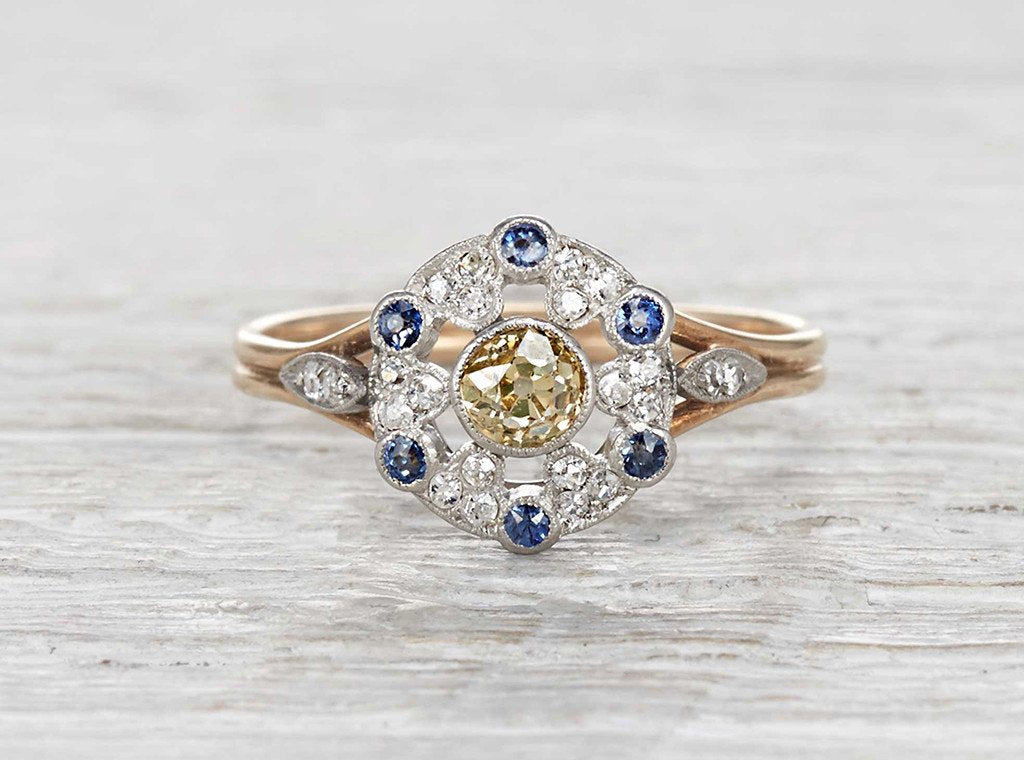 .25 Carat Edwardian Yellow Diamond Ring