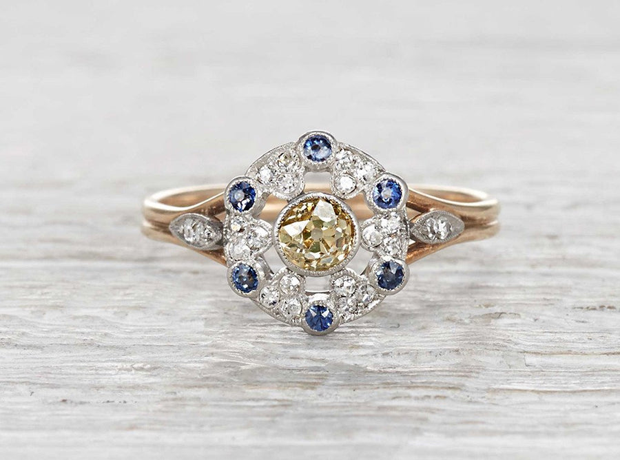 .25 Carat Edwardian Yellow Diamond Ring