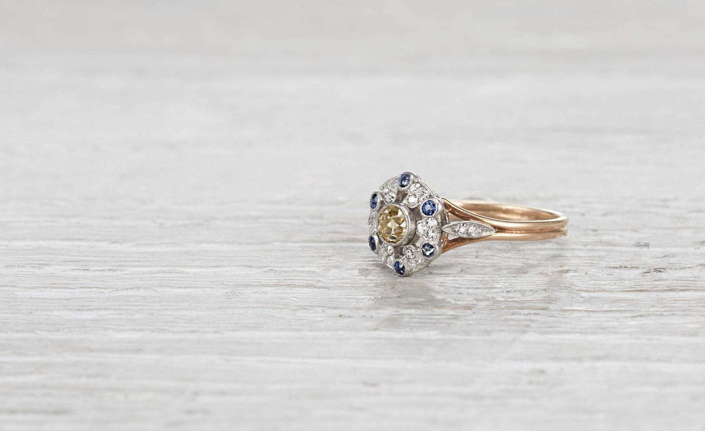 .25 Carat Edwardian Yellow Diamond Ring