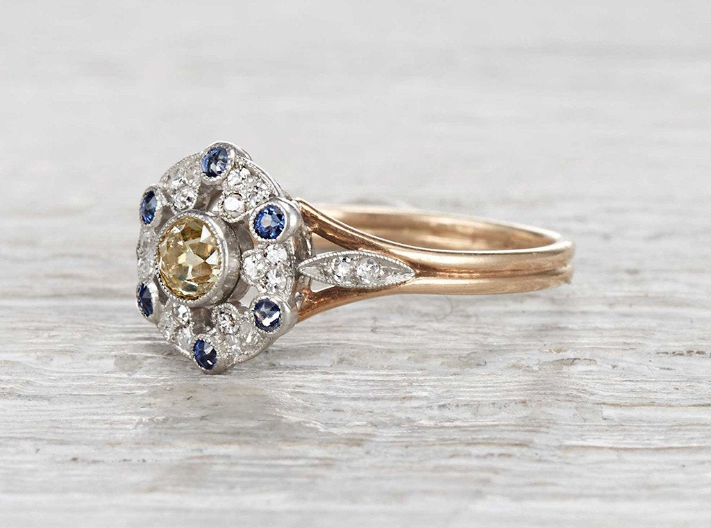 .25 Carat Edwardian Yellow Diamond Ring