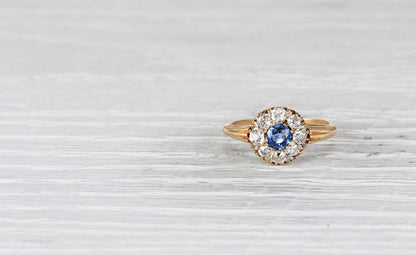 .45 Carat Victorian Sapphire Cluster Ring