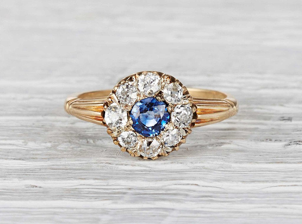 .45 Carat Victorian Sapphire Cluster Ring