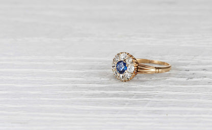 .45 Carat Victorian Sapphire Cluster Ring
