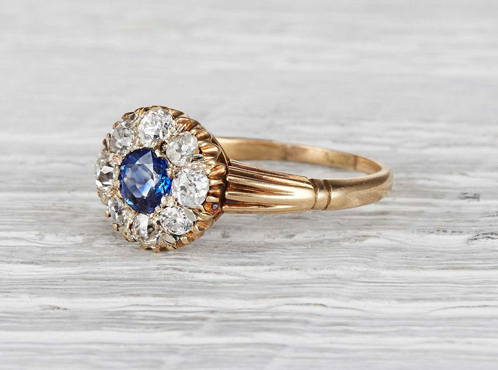 .45 Carat Victorian Sapphire Cluster Ring