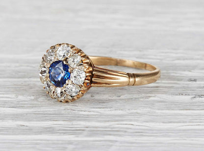 .45 Carat Victorian Sapphire Cluster Ring