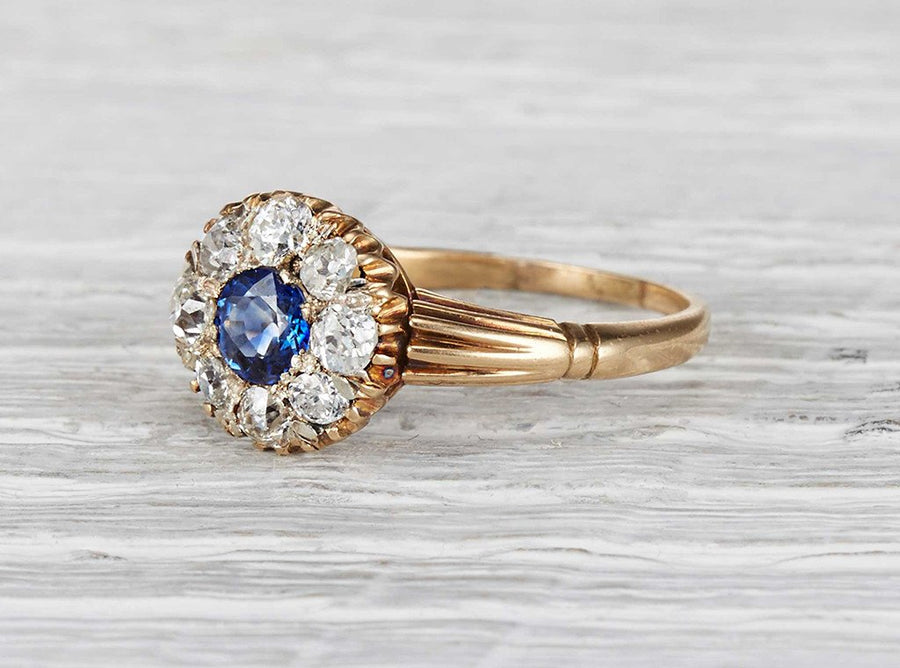 .45 Carat Victorian Sapphire Cluster Ring