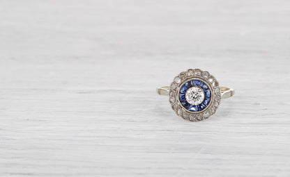 .40 Carat Art Deco Diamond and Sapphire Ring