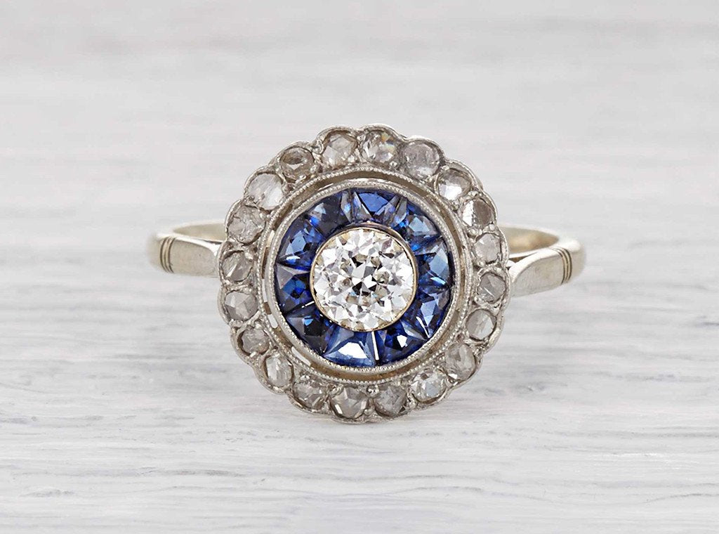 .40 Carat Art Deco Diamond and Sapphire Ring
