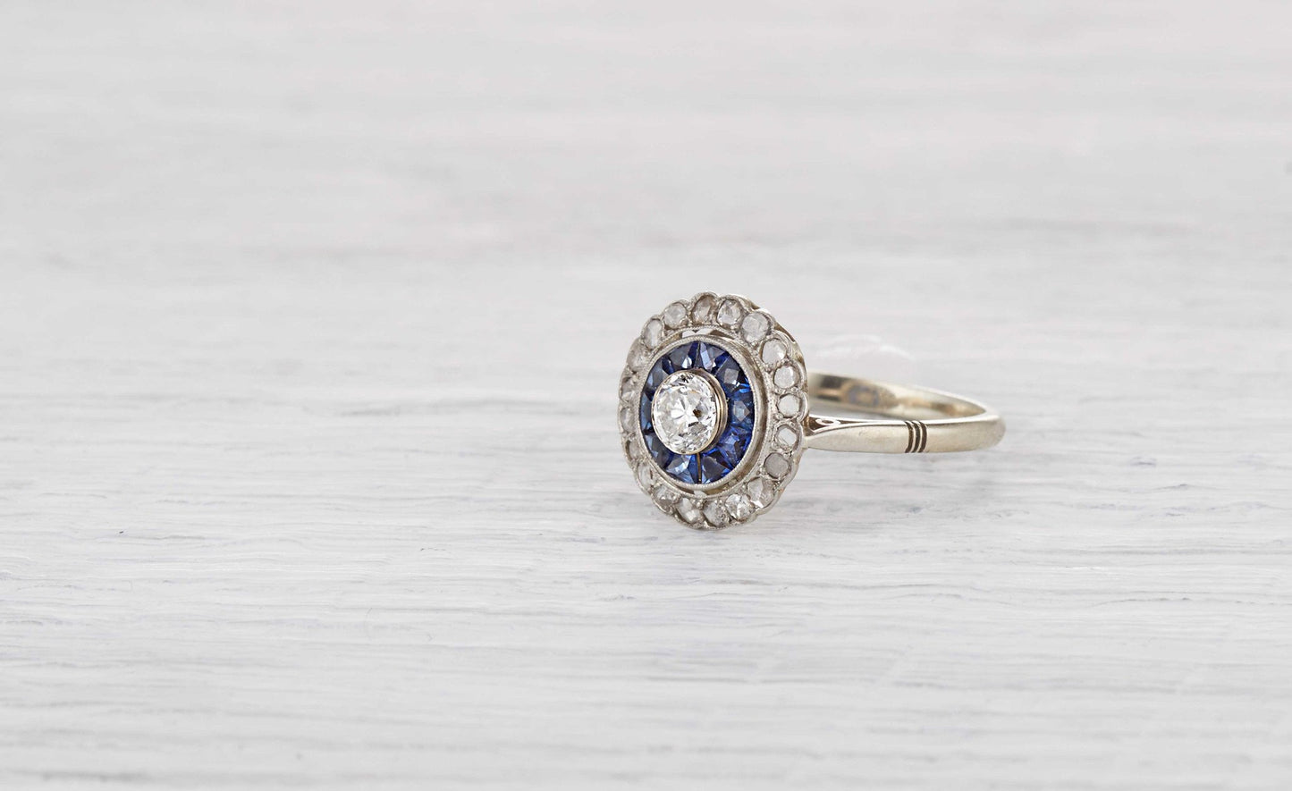 .40 Carat Art Deco Diamond and Sapphire Ring