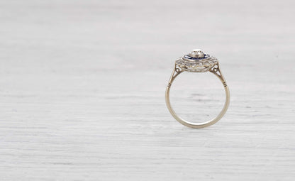 .40 Carat Art Deco Diamond and Sapphire Ring