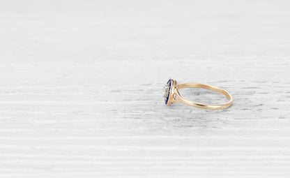 .20 CARAT ART DECO DIAMOND AND SAPPHIRE TARGET RING