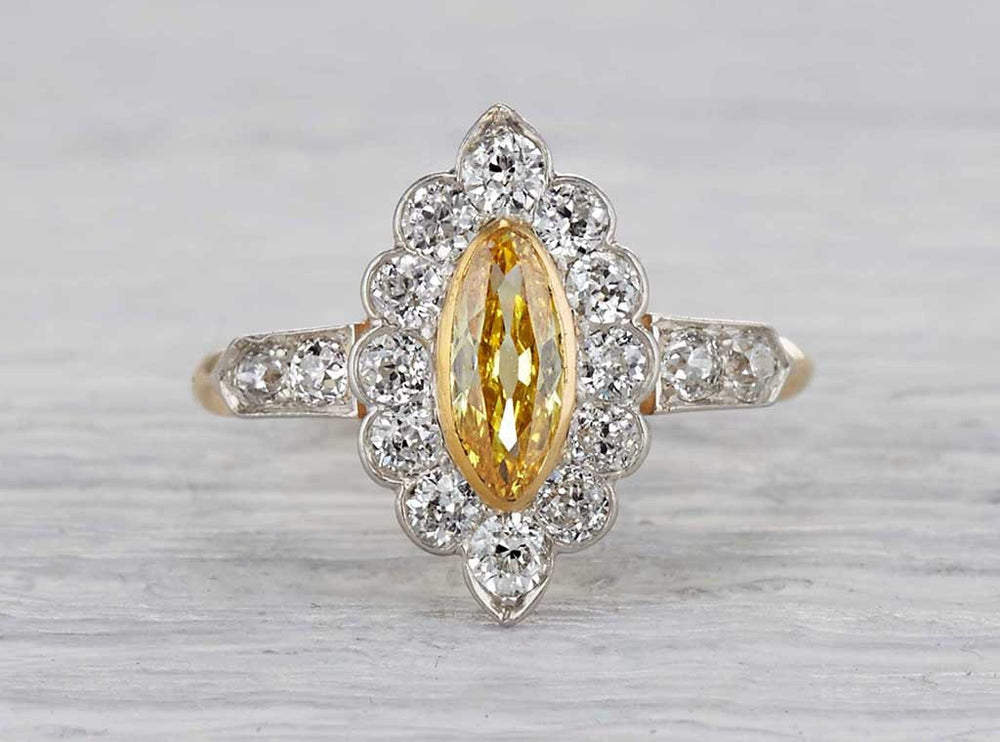 .42 Carat Edwardian Yellow Diamond Ring