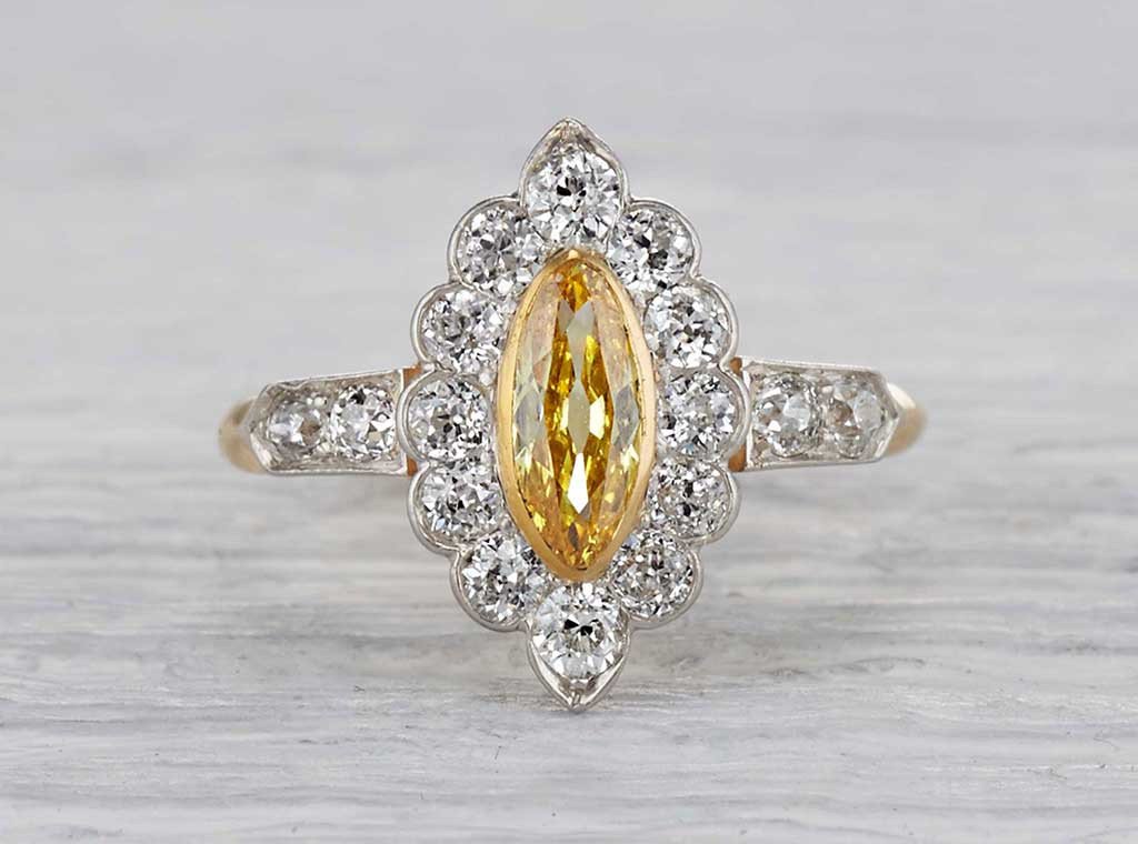 .42 Carat Edwardian Yellow Diamond Ring