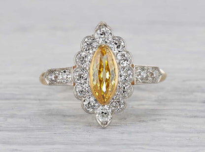.42 Carat Edwardian Yellow Diamond Ring