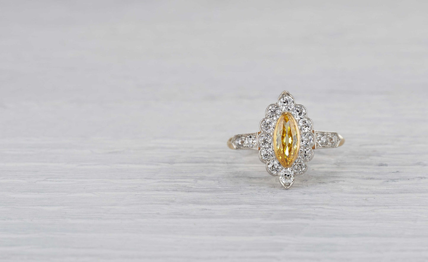 .42 Carat Edwardian Yellow Diamond Ring