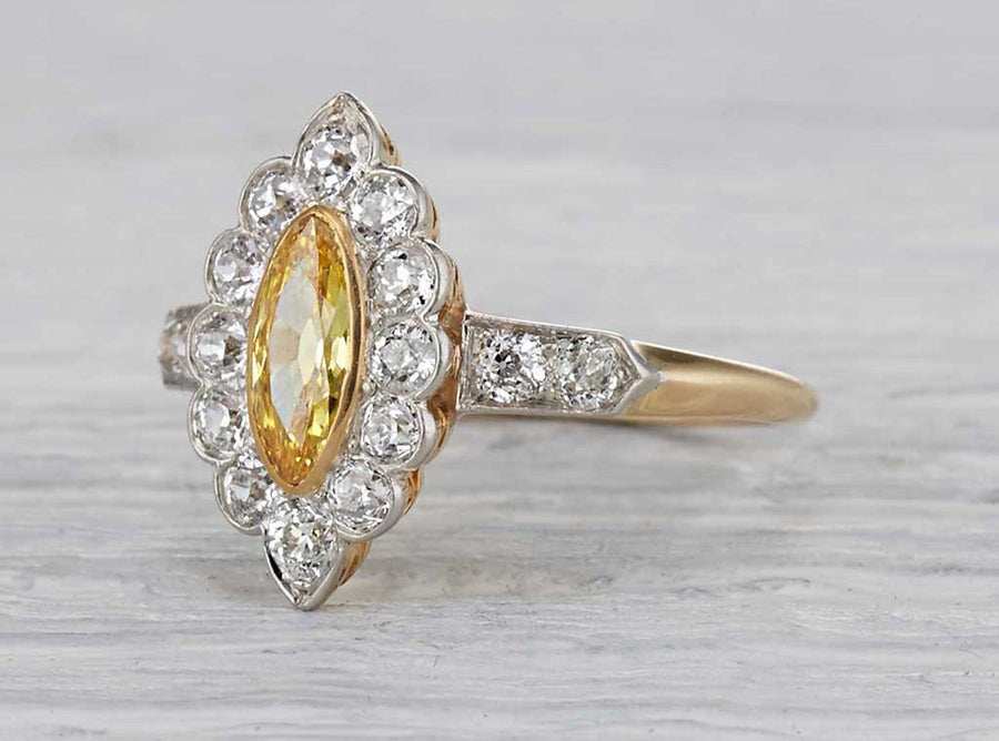 .42 Carat Edwardian Yellow Diamond Ring