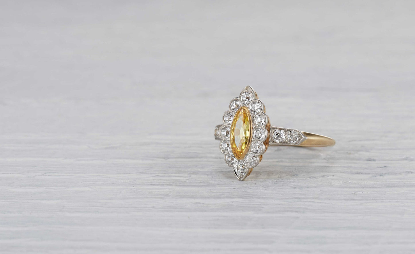 .42 Carat Edwardian Yellow Diamond Ring