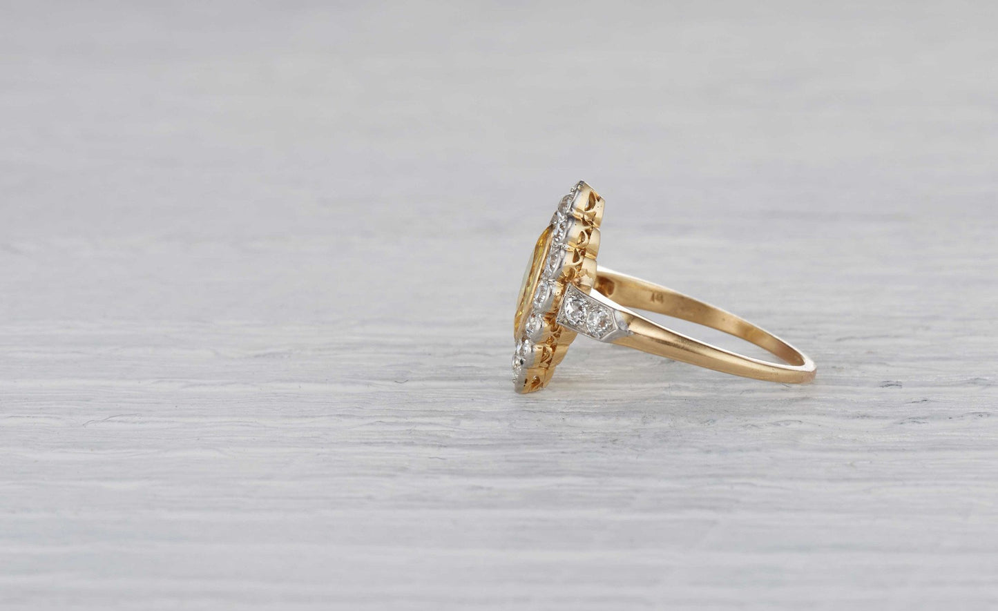 .42 Carat Edwardian Yellow Diamond Ring