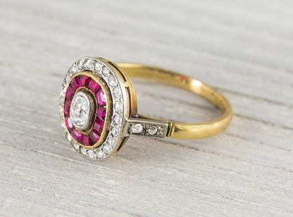 .25 Carat Vintage Ruby & Diamond Edwardian Engagement Ring