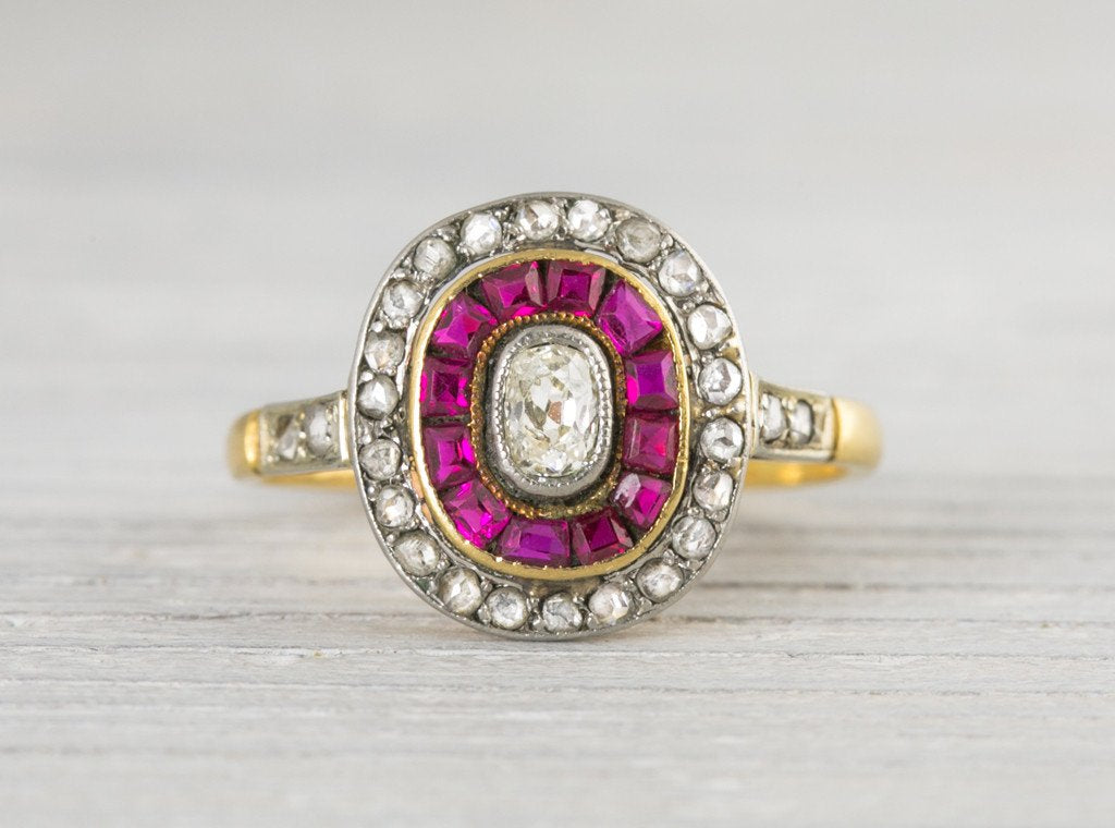 .25 Carat Vintage Ruby & Diamond Edwardian Engagement Ring
