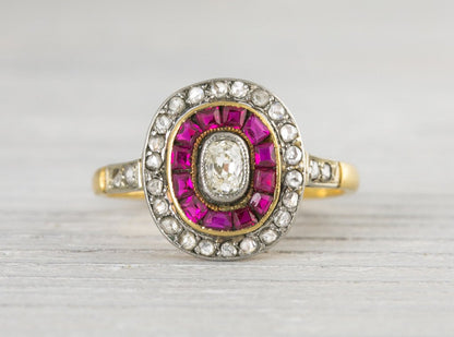 .25 Carat Vintage Ruby & Diamond Edwardian Engagement Ring