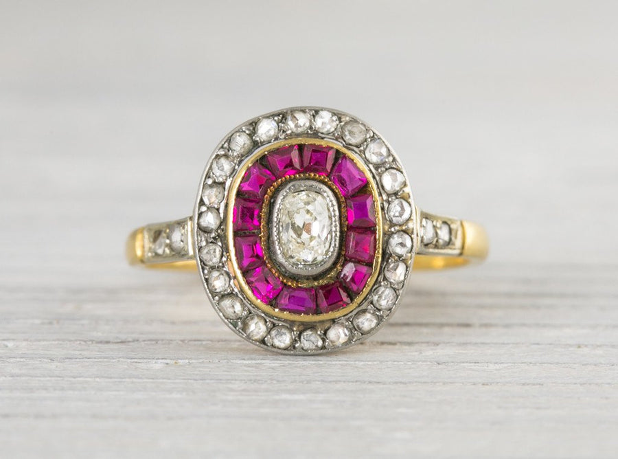 .25 Carat Vintage Ruby & Diamond Edwardian Engagement Ring