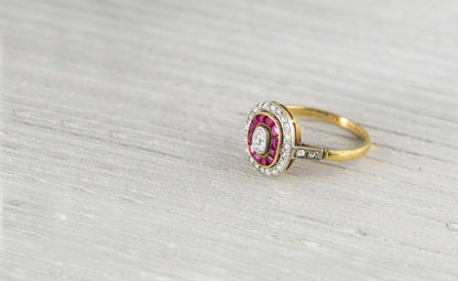 .25 Carat Vintage Ruby & Diamond Edwardian Engagement Ring