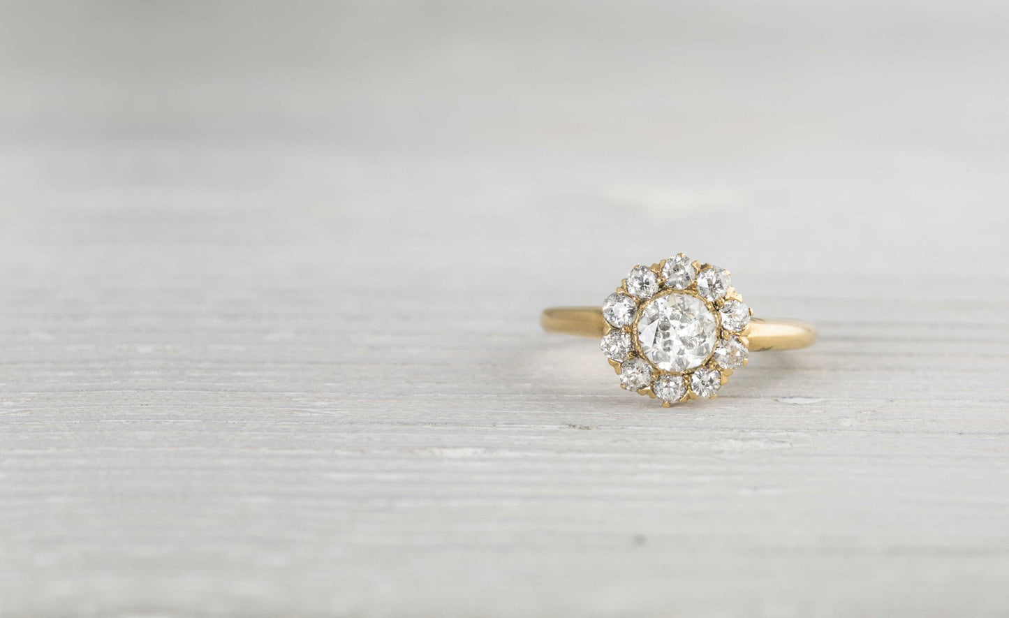 .45 Carat Diamond and Gold Victorian Cluster Engagement Ring