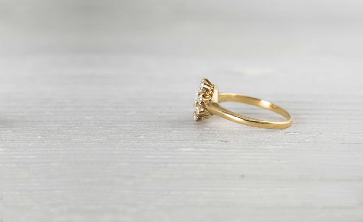 .45 Carat Diamond and Gold Victorian Cluster Engagement Ring