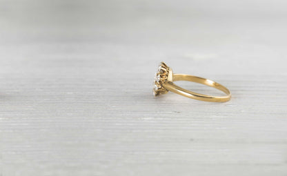 .45 Carat Diamond and Gold Victorian Cluster Engagement Ring