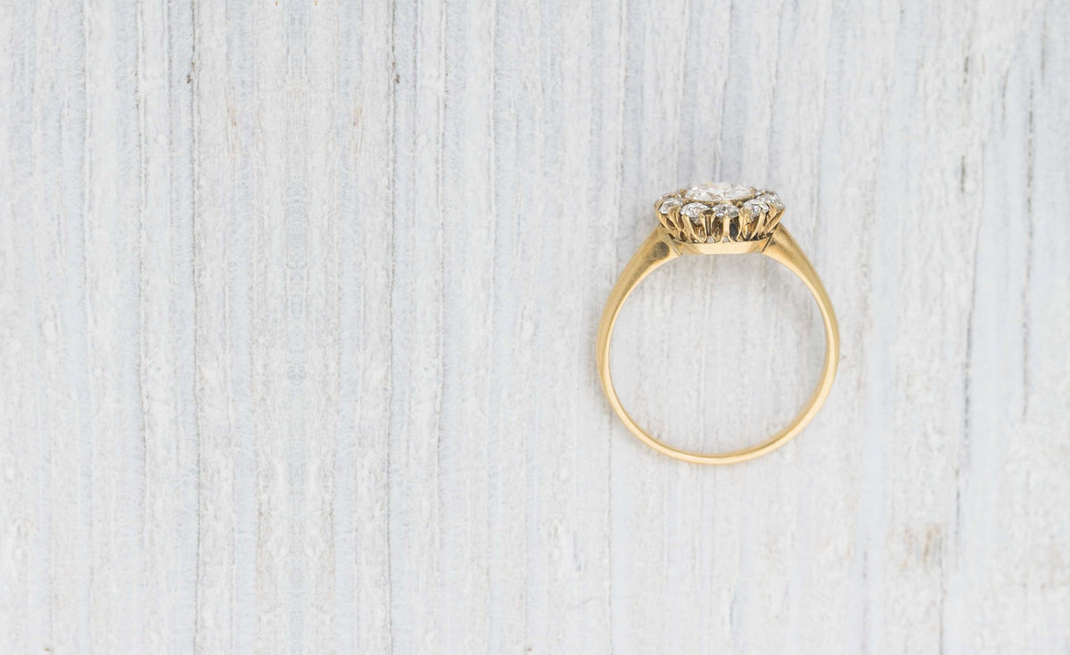 .45 Carat Diamond and Gold Victorian Cluster Engagement Ring
