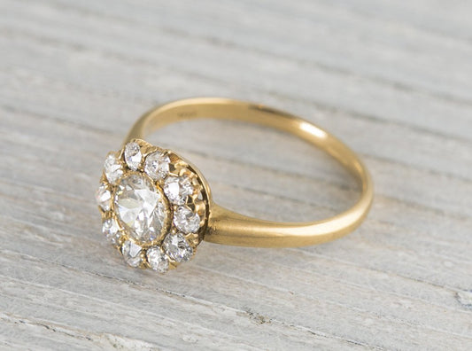 .45 Carat Diamond and Gold Victorian Cluster Engagement Ring