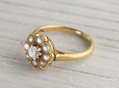 .20 Carat Antique Victorian Gold & Pearl Engagement Ring