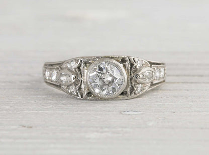 .45 Carat Art Deco Vintage Diamond Engagement Ring