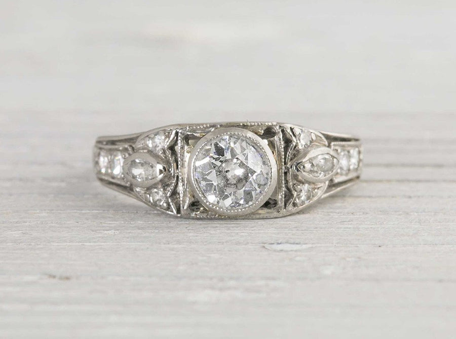 .45 Carat Art Deco Vintage Diamond Engagement Ring