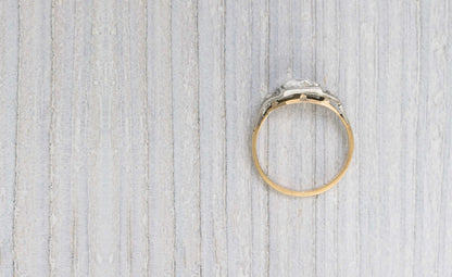 .45 Carat Silver on Gold Pear Shape Rose Cut Vintage Engagement Ring