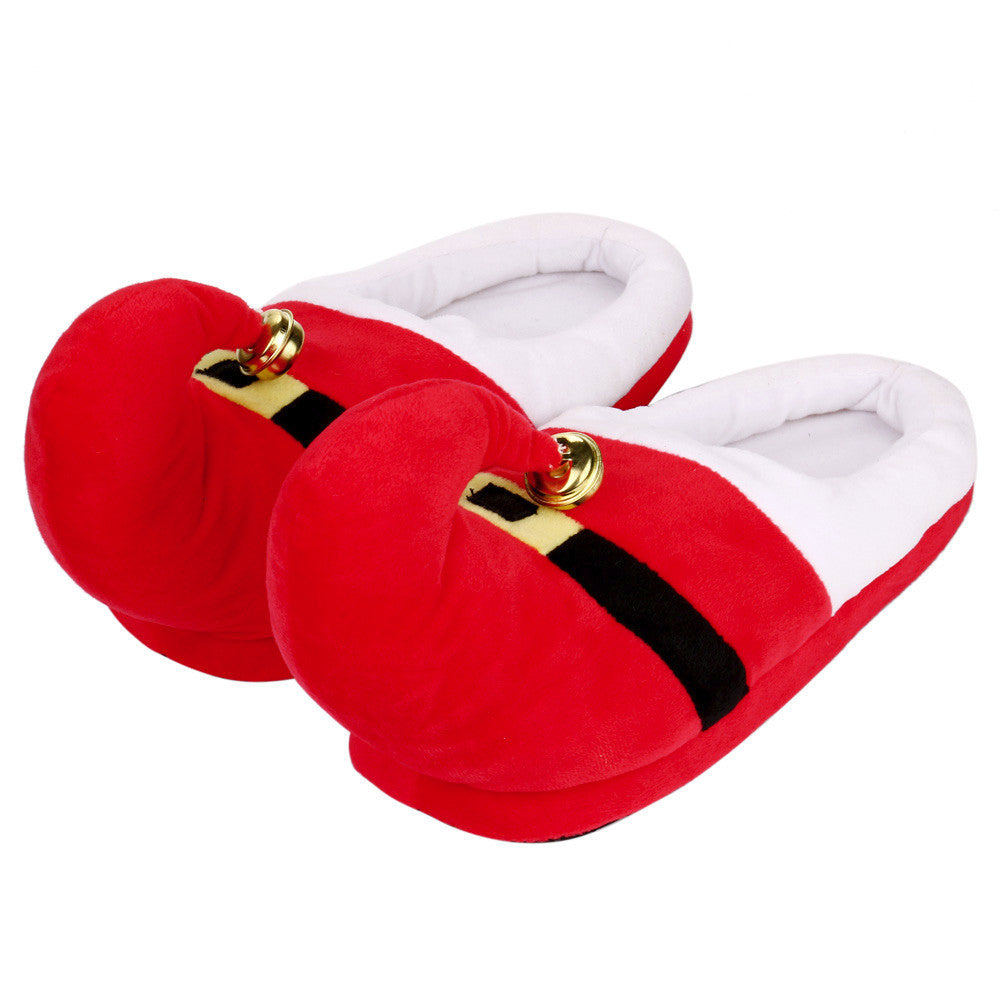 Unisex Plush Cotton Home Slippers Winter Warm Indoor Christmas Slippers Shoes