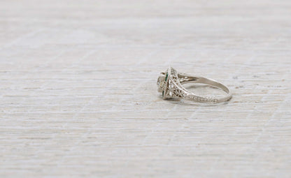 .40 Carat Diamond & Emerald Art Deco Engagement Ring